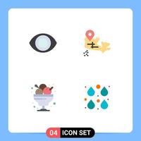 User Interface Pack of 4 Basic Flat Icons of eye restaurant map dessert drop Editable Vector Design Elements