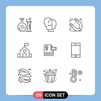 Set of 9 Vector Outlines on Grid for expensive auction education science learn Editable Vector Design Elements