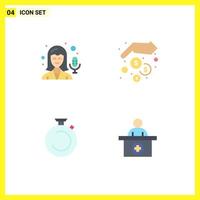 4 Universal Flat Icon Signs Symbols of female stopwatch finance money saving watch Editable Vector Design Elements