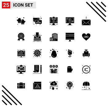 25 Solid Glyph concept for Websites Mobile and Apps mail play layers monitor duplicate Editable Vector Design Elements