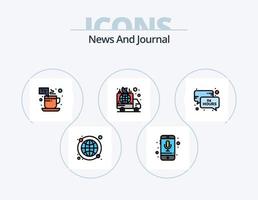 News Line Filled Icon Pack 5 Icon Design. broadcasting. news. screen. media. breaking news vector