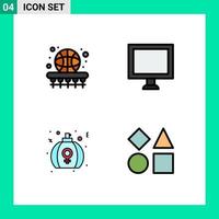 Pictogram Set of 4 Simple Filledline Flat Colors of ball gift game display perfume Editable Vector Design Elements