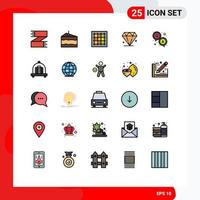 Set of 25 Modern UI Icons Symbols Signs for answer jewl food diamond area Editable Vector Design Elements