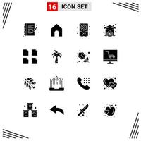 Set of 16 Modern UI Icons Symbols Signs for multiple documents multimedia loanhome mortgage Editable Vector Design Elements