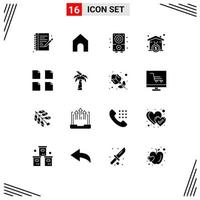 Set of 16 Modern UI Icons Symbols Signs for multiple documents multimedia loanhome mortgage Editable Vector Design Elements