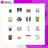 Editable Vector Line Pack of 16 Simple Flat Colors of tasks manager equity sign drink Editable Pack of Creative Vector Design Elements