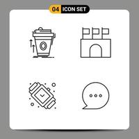 Group of 4 Filledline Flat Colors Signs and Symbols for product stadium cup flags accessory Editable Vector Design Elements