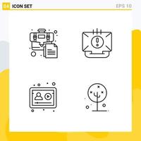 Pictogram Set of 4 Simple Filledline Flat Colors of bag account document email profile Editable Vector Design Elements