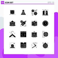 16 Universal Solid Glyphs Set for Web and Mobile Applications laptop ornamental game light candle Editable Vector Design Elements