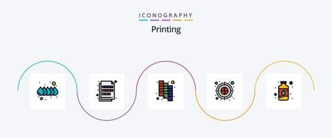 paquete de iconos de 5 planos llenos de línea de impresión que incluye color. Arte. catalogar. diana. relleno de color vector