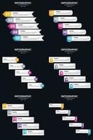 plantilla de diapositiva de presentación del paquete de infografías vectoriales 6 diagramas de ciclo de 5 pasos y líneas de tiempo vector