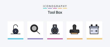 Tools Line Filled 5 Icon Pack Including . clock. . Creative Icons Design vector