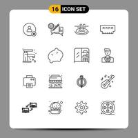 Stock Vector Icon Pack of 16 Line Signs and Symbols for hardware devices setting computers hotel Editable Vector Design Elements