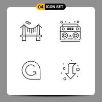 Set of 4 Commercial Filledline Flat Colors pack for bridge coin road sound crypto currency Editable Vector Design Elements