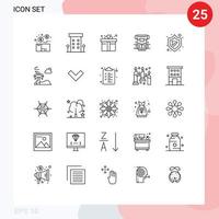 Universal Icon Symbols Group of 25 Modern Lines of cryonics chamber shops box retail Editable Vector Design Elements