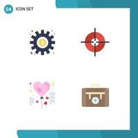 User Interface Pack of 4 Basic Flat Icons of cogs balloon process science celebration Editable Vector Design Elements