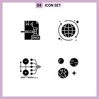 Modern Set of 4 Solid Glyphs Pictograph of business finance dmca globe transfer Editable Vector Design Elements