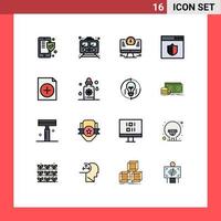 Universal Icon Symbols Group of 16 Modern Flat Color Filled Lines of add shield transportation secure watch Editable Creative Vector Design Elements