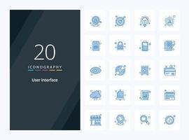 20 iconos de color azul de la interfaz de usuario para la presentación vector