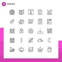 Group of 25 Lines Signs and Symbols for summer dessert mail cold financial Editable Vector Design Elements