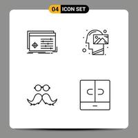 4 User Interface Line Pack of modern Signs and Symbols of file vision settings mind hipster Editable Vector Design Elements