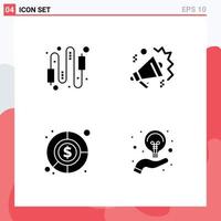 Set of 4 Vector Solid Glyphs on Grid for audio accounting connection real estate fund Editable Vector Design Elements