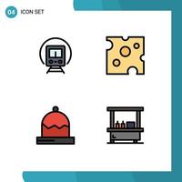 Set of 4 Modern UI Icons Symbols Signs for cortege clothing transport food winter Editable Vector Design Elements