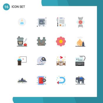 Set of 16 Modern UI Icons Symbols Signs for starbucks eye certificate vision monitoring Editable Pack of Creative Vector Design Elements
