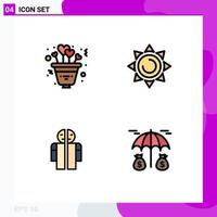 4 Creative Icons Modern Signs and Symbols of heart medical romance sun investment Editable Vector Design Elements