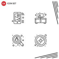 4 Universal Filledline Flat Colors Set for Web and Mobile Applications internet bug share cupboard search Editable Vector Design Elements