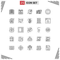 Line Pack of 25 Universal Symbols of personal gaming head desktop plugin Editable Vector Design Elements