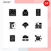 Pictogram Set of 9 Simple Solid Glyphs of game punching ball love letter technology products Editable Vector Design Elements