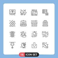 Outline Pack of 16 Universal Symbols of play chess clipart athletics security Editable Vector Design Elements