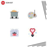 4 Universal Flat Icons Set for Web and Mobile Applications cart calendar wheel drawing female Editable Vector Design Elements