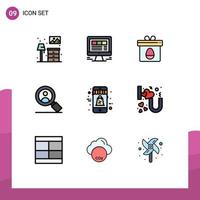 9 Filledline Flat Color concept for Websites Mobile and Apps discount user web research easter Editable Vector Design Elements