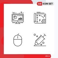 Pack of 4 creative Filledline Flat Colors of analytic api monitor automation devices Editable Vector Design Elements