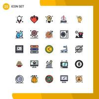25 Filled line Flat Color concept for Websites Mobile and Apps cloud download bulb dlc addition Editable Vector Design Elements