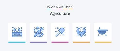 Agriculture Blue 5 Icon Pack Including agriculture. vegetable. vegetable. food. spade. Creative Icons Design vector