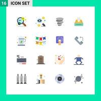 Modern Set of 16 Flat Colors and symbols such as project document taxes cabinet inbox Editable Pack of Creative Vector Design Elements