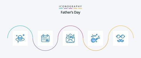 paquete de iconos azul 5 del día del padre que incluye anteojos. avatar. padres padres tubo vector