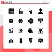 Set of 16 Modern UI Icons Symbols Signs for electric map production location left Editable Vector Design Elements