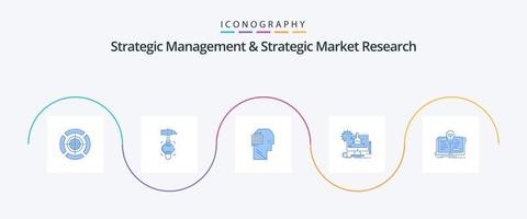 paquete de iconos azul 5 de gestión estratégica e investigación de mercado estratégico que incluye idea. tecnología. usuario. eso. químico vector