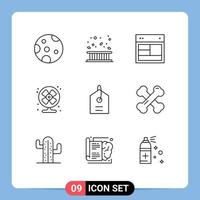 grupo universal de símbolos de iconos de 9 contornos modernos de acondicionador de diseño de ventilador de precio elementos de diseño vectorial editables del sitio web vector