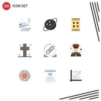 Set of 9 Modern UI Icons Symbols Signs for website hyperlink box link halloween Editable Vector Design Elements