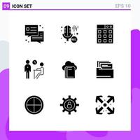 Pack of 9 Modern Solid Glyphs Signs and Symbols for Web Print Media such as data cloud gallery questionnaire meeting Editable Vector Design Elements