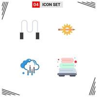 Group of 4 Modern Flat Icons Set for rope cloud content development weather Editable Vector Design Elements