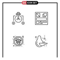 4 User Interface Line Pack of modern Signs and Symbols of bulb food dollar web pear Editable Vector Design Elements
