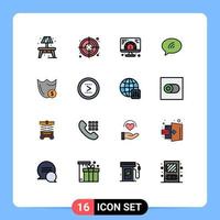 paquete de iconos de vector de stock de 16 signos y símbolos de línea para el escudo del sitio web de guardia seguro chateando elementos de diseño de vector creativo editable