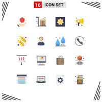 Group of 16 Flat Colors Signs and Symbols for speaker school product education puzzle Editable Pack of Creative Vector Design Elements