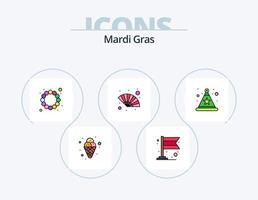 Mardi Gras Line Filled Icon Pack 5 Icon Design. rose. mardi gras. gift. flower. maracas vector